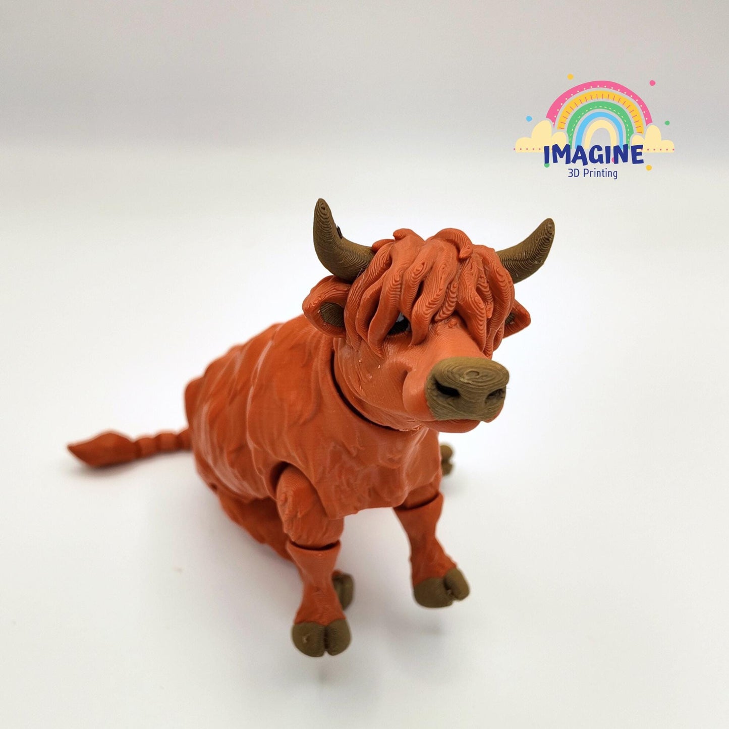 Articulated Highland Cow Figurine: 3D Printed Moveable Desk Decor