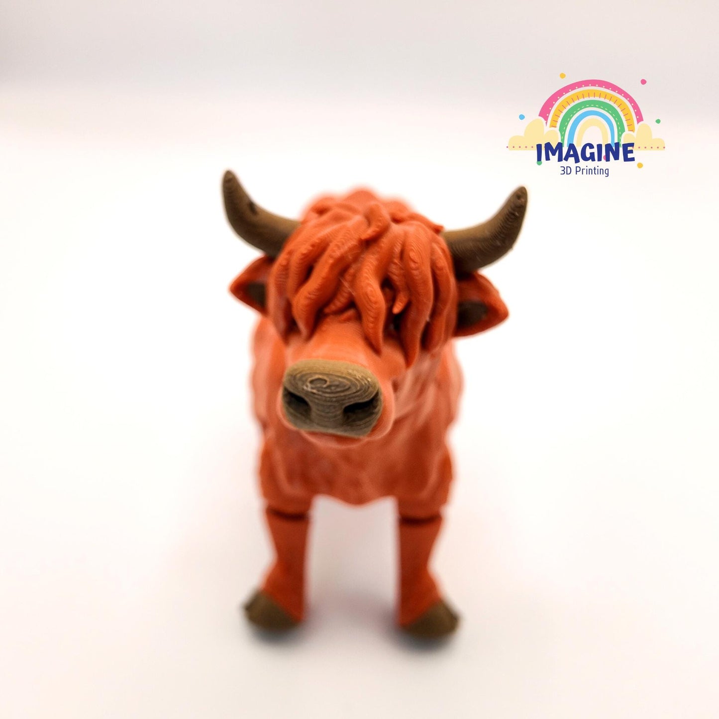 Articulated Highland Cow Figurine: 3D Printed Moveable Desk Decor