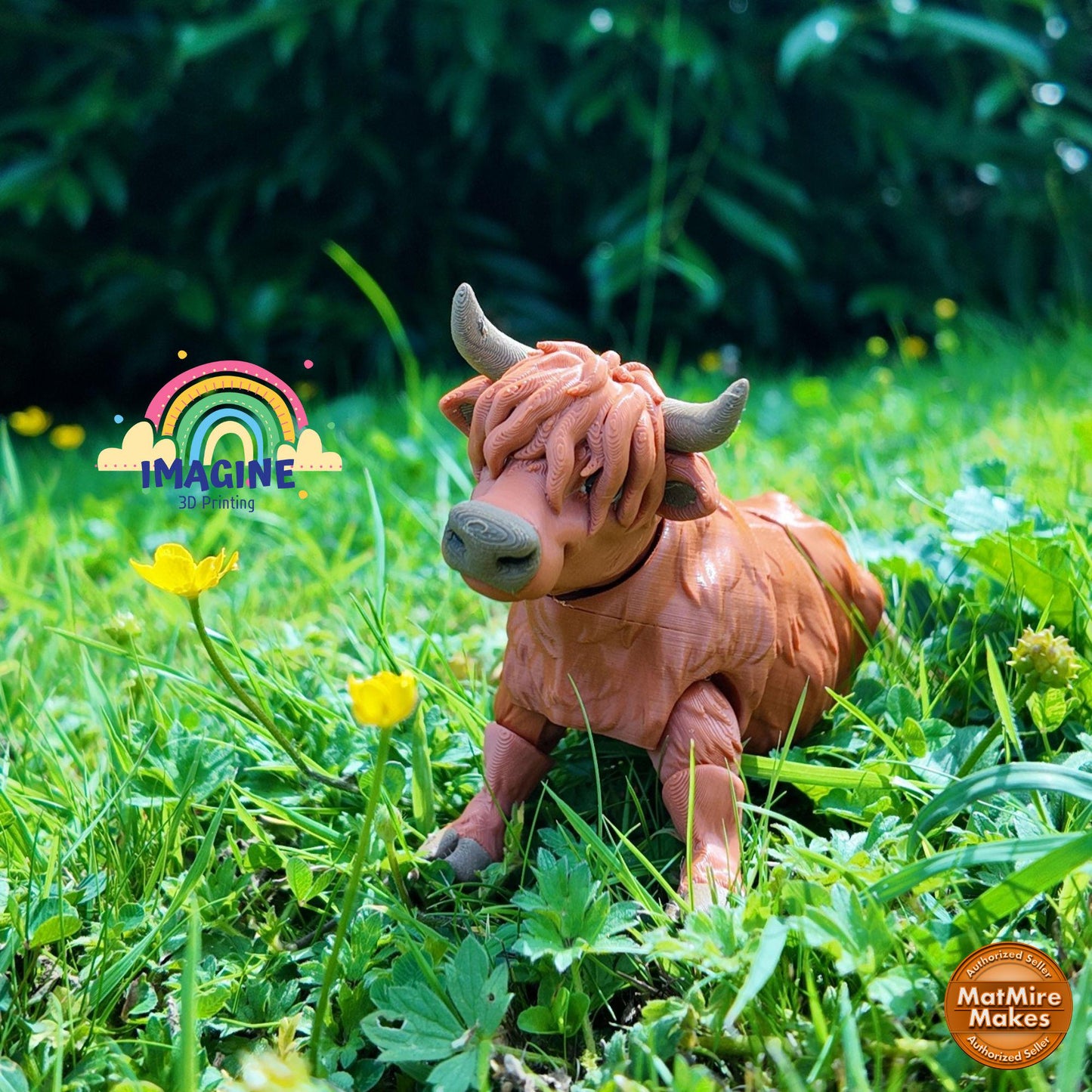 Articulated Highland Cow Figurine: 3D Printed Moveable Desk Decor