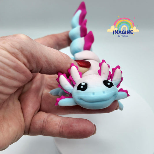 Articulated Axolotl Fidget Toy: Two-Tone 3D Printed Desk Pet
