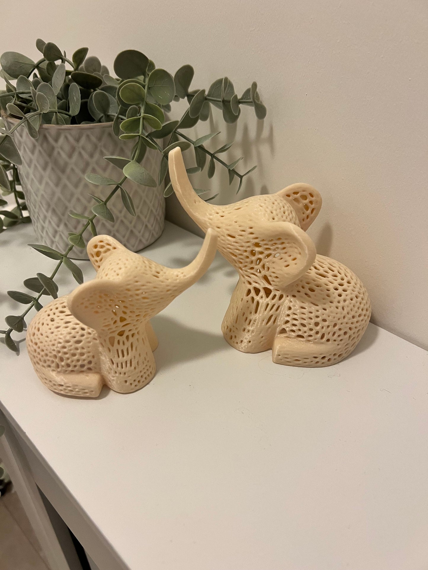 Parent and Baby Elephant Tealight Covers with battery operated tea lights,   Outdoor garden lights, Elephant Lamps