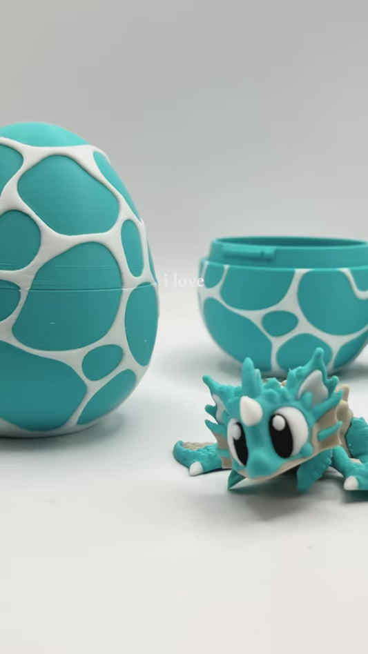 Seashell Dragon with Ocean Egg - 3D printed